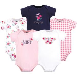 image:imageHudson Baby Unisex Baby Cotton Bodysuits 5 PieceBright Butterfly Floral