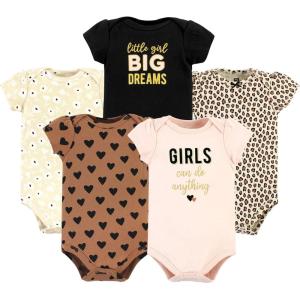 image:imageHudson Baby Unisex Baby Cotton Bodysuits 5 PieceCinnamon Hearts