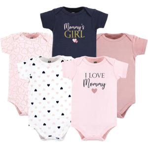 image:imageHudson Baby Unisex Baby Cotton Bodysuits 5 PieceGirl Mommy Pink Navy