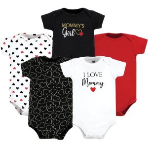 image:imageHudson Baby Unisex Baby Cotton Bodysuits 5 PieceGirl Mommy Red Black