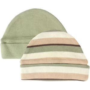 image:imageHudson Baby Organic 2 Pack Infant CapsGreen With Monkey