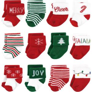 image:imageHudson Baby Baby 8pack Cotton Rich Newborn and Terry Socks12 Days of Christmas Falala