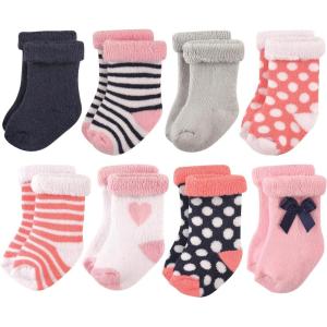 image:imageHudson Baby Baby 8pack Cotton Rich Newborn and Terry SocksHeart