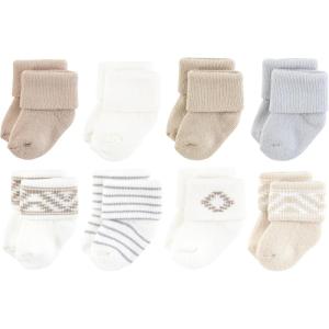 image:imageHudson Baby Baby 8pack Cotton Rich Newborn and Terry SocksTribal Cream