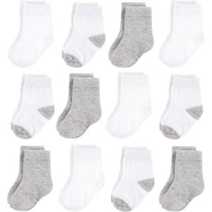 image:imageHudson Baby Baby 8pack Cotton Rich Newborn and Terry SocksWhite Gray