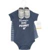 image:imageHudson Baby Unisex Baby Cotton Bodysuit Shorts and Shoe SetBlue Elephant Peanut