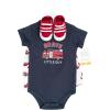 image:imageHudson Baby Unisex Baby Cotton Bodysuit Shorts and Shoe SetBrave Firetruck