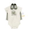 image:imageHudson Baby Unisex Baby Cotton Bodysuit Shorts and Shoe SetSage Dino