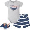 image:imageHudson Baby Unisex Baby Cotton Bodysuit Shorts and Shoe SetBig Dreams Whale