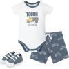image:imageHudson Baby Unisex Baby Cotton Bodysuit Shorts and Shoe SetBlue Construction Truck