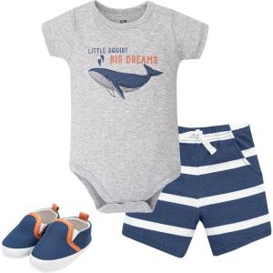 image:imageHudson Baby Unisex Baby Cotton Bodysuit Shorts and Shoe SetBig Dreams Whale