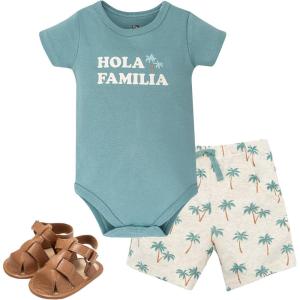image:imageHudson Baby Unisex Baby Cotton Bodysuit Shorts and Shoe SetHola Familia