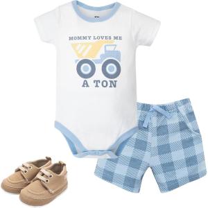 image:imageHudson Baby Unisex Baby Cotton Bodysuit Shorts and Shoe SetLove Me a Ton