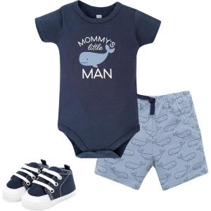 image:imageHudson Baby Unisex Baby Cotton Bodysuit Shorts and Shoe SetMommys Little Whale