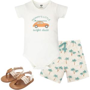 image:imageHudson Baby Unisex Baby Cotton Bodysuit Shorts and Shoe SetMommys Surfer Dude
