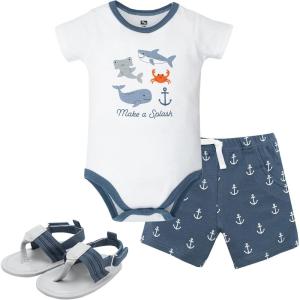 image:imageHudson Baby Unisex Baby Cotton Bodysuit Shorts and Shoe SetOcean Animals