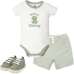 image:imageHudson Baby Unisex Baby Cotton Bodysuit Shorts and Shoe SetPrince Frog