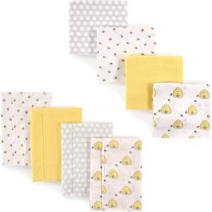 image:imageHudson Baby Unisex Baby Cotton Flannel Burp Cloths and Receiving Blankets 8Piece Hedgehog One SizeBee