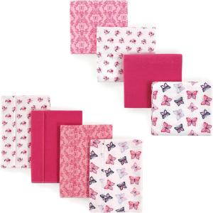 image:imageHudson Baby Unisex Baby Cotton Flannel Burp Cloths and Receiving Blankets 8Piece Hedgehog One SizeButterflies