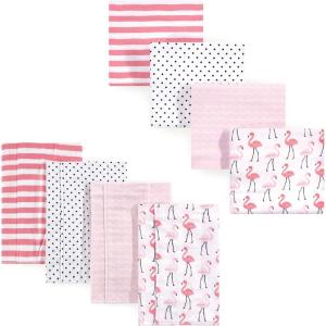 image:imageHudson Baby Unisex Baby Cotton Flannel Burp Cloths and Receiving Blankets 8Piece Hedgehog One SizeFlamingos