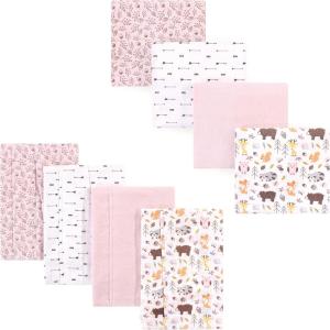 image:imageHudson Baby Unisex Baby Cotton Flannel Burp Cloths and Receiving Blankets 8Piece Hedgehog One SizeGirl Pinecone