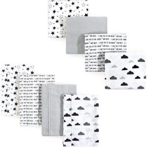 image:imageHudson Baby Unisex Baby Cotton Flannel Burp Cloths and Receiving Blankets 8Piece Hedgehog One SizeMoon and Back