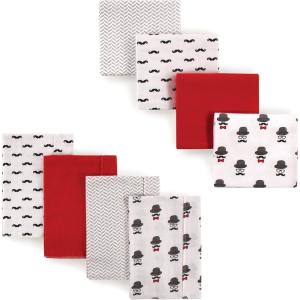 image:imageHudson Baby Unisex Baby Cotton Flannel Burp Cloths and Receiving Blankets 8Piece Hedgehog One SizeMustache Hat