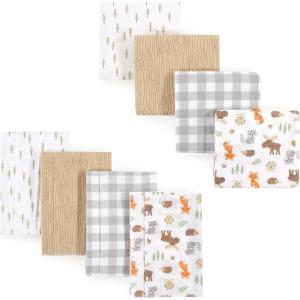 image:imageHudson Baby Unisex Baby Cotton Flannel Burp Cloths and Receiving Blankets 8Piece Hedgehog One SizeWoodland