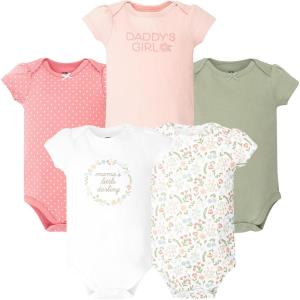 image:imageHudson Baby Infant Girls Cotton Bodysuits 5PackPastel Wildflower