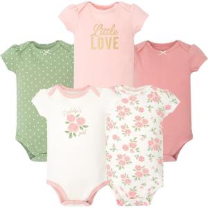 image:imageHudson Baby Infant Girls Cotton Bodysuits 5PackSoft Pink Sage Rose