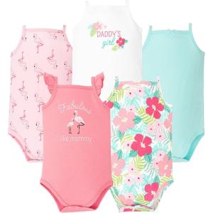 image:imageHudson Baby Unisex Baby Cotton Sleeveless Bodysuits 5PackTropical Flamingo