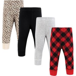 image:imageHudson Baby Unisex Baby Thermal Tapered Ankle Pants 4pkBuffalo Plaid Leopard