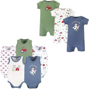 image:imageHudson Baby babygirls Cotton Bodysuits and Rompers 8pieceBoy Farm Animals