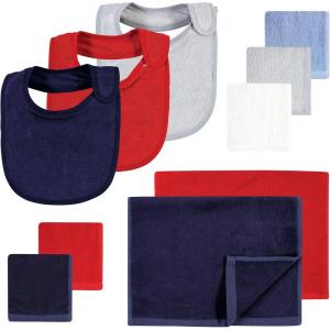 image:imageHudson Baby Rayon from Bamboo Bib Burp Cloth and Washcloth 10Pk Red Blue