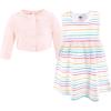 image:imageHudson Baby Toddler and Girls Cotton Dress and Cardigan SetHappy Stripe