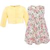 image:imageHudson Baby Toddler and Girls Cotton Dress and Cardigan SetPink Yellow Pretty Floral