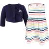image:imageHudson Baby Toddler and Girls Cotton Dress and Cardigan SetSunset Stripe