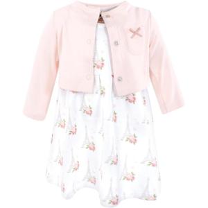 image:imageHudson Baby Toddler and Girls Cotton Dress and Cardigan SetBonjour Paris