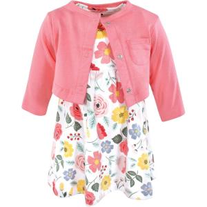 image:imageHudson Baby Toddler and Girls Cotton Dress and Cardigan SetModern Botanical
