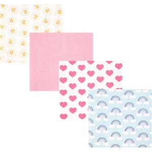 image:imageHudson Baby Unisex Baby Cotton Polyester Flannel Receiving Blankets 4PackCloudy Rainbow