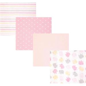 image:imageHudson Baby Unisex Baby Cotton Polyester Flannel Receiving Blankets 4PackMulti Color Girl Elephant