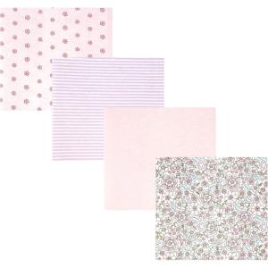 image:imageHudson Baby Unisex Baby Cotton Polyester Flannel Receiving Blankets 4PackOutline Floral Soft Pink