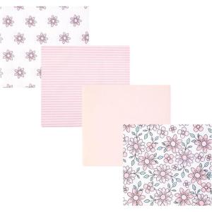image:imageHudson Baby Unisex Baby Cotton Polyester Flannel Receiving Blankets 4PackPink Mint Floral