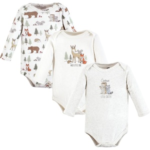 image:imageHudson Baby Basics Infant Boys Essential Long Sleeve Bodysuits 3PackEmerald Forest Friends