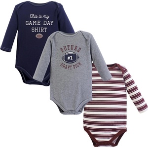 image:imageHudson Baby Basics Infant Boys Essential Long Sleeve Bodysuits 3PackGridiron Gray
