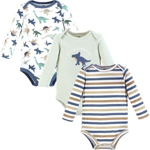 image:imageHudson Baby Basics Infant Boys Essential Long Sleeve Bodysuits 3PackRoaring Dinosaurs