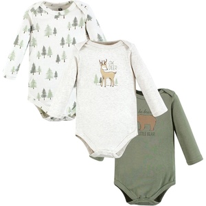 image:imageHudson Baby Basics Infant Boys Essential Long Sleeve Bodysuits 3PackWoodland Fawn