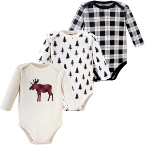 image:imageHudson Baby Basics Infant Boys Essential Long Sleeve Bodysuits 3PackWoodland Wonder