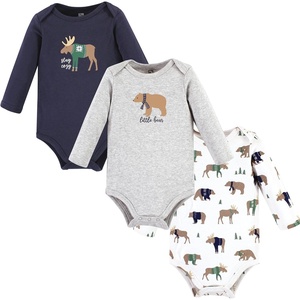 image:imageHudson Baby Basics Infant Boys Essential Long Sleeve Bodysuits 3PackWoodland Wonders