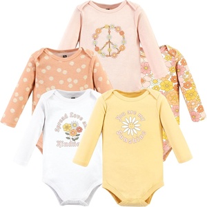 image:imageHudson Baby Basics Infant Girls Cozy Long Sleeve Bodysuits 5PackBlossom Bliss